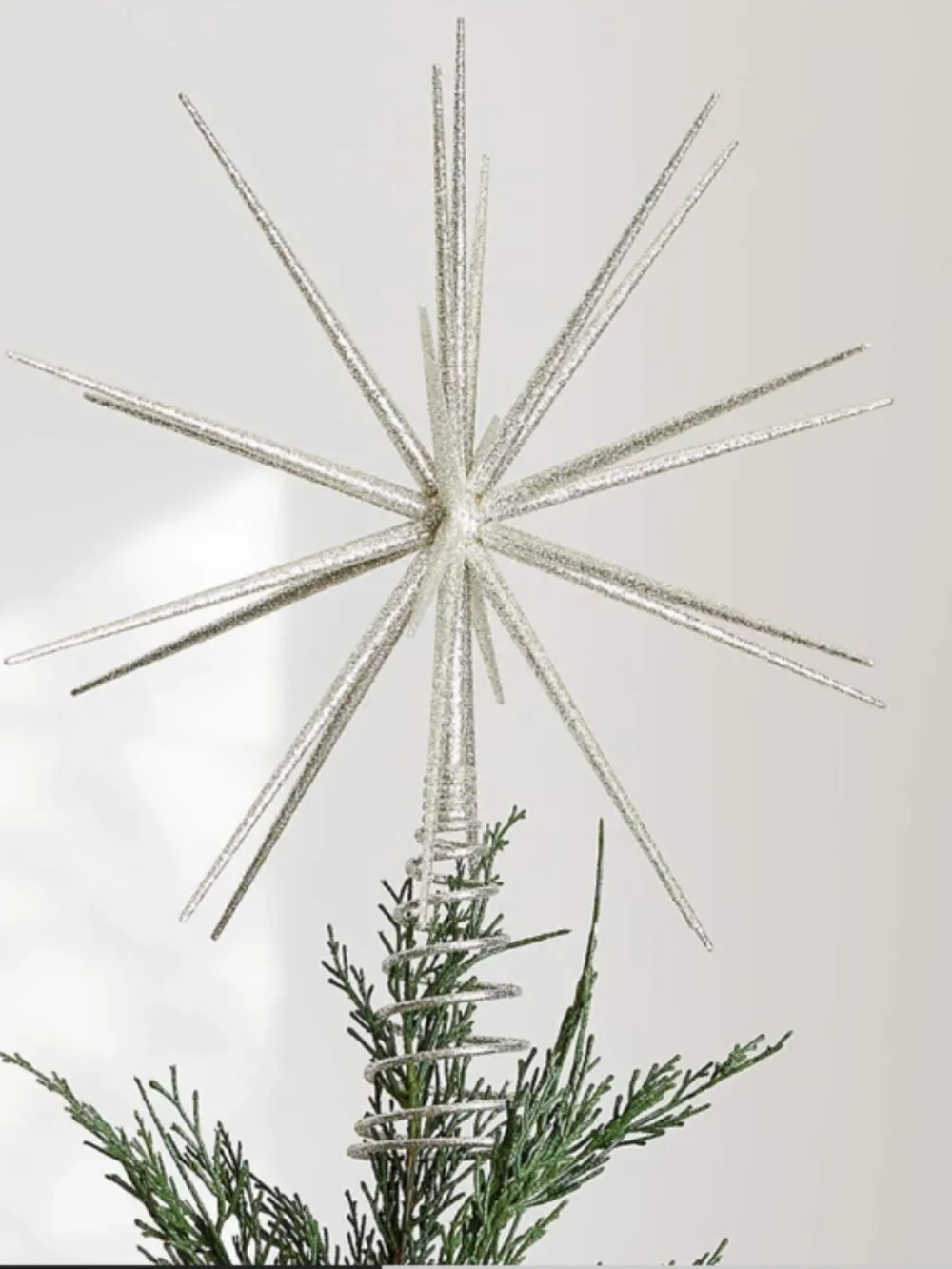Crate&Barrel Silver Starburst Sculpture Tree Topper